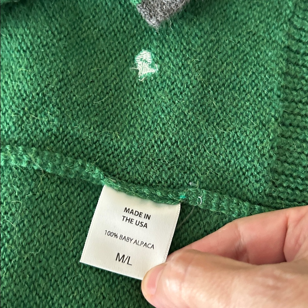 Clare V Oscar Cardigan Green with Gray Trim - Picture 7 of 11